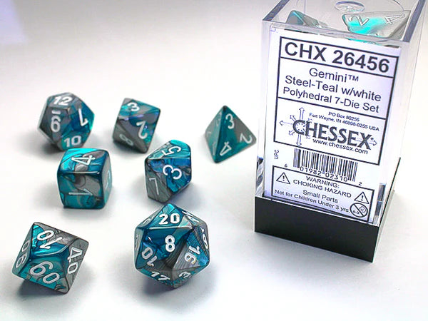 Chessex Mini Dice - Gemini Steel-Teal/White