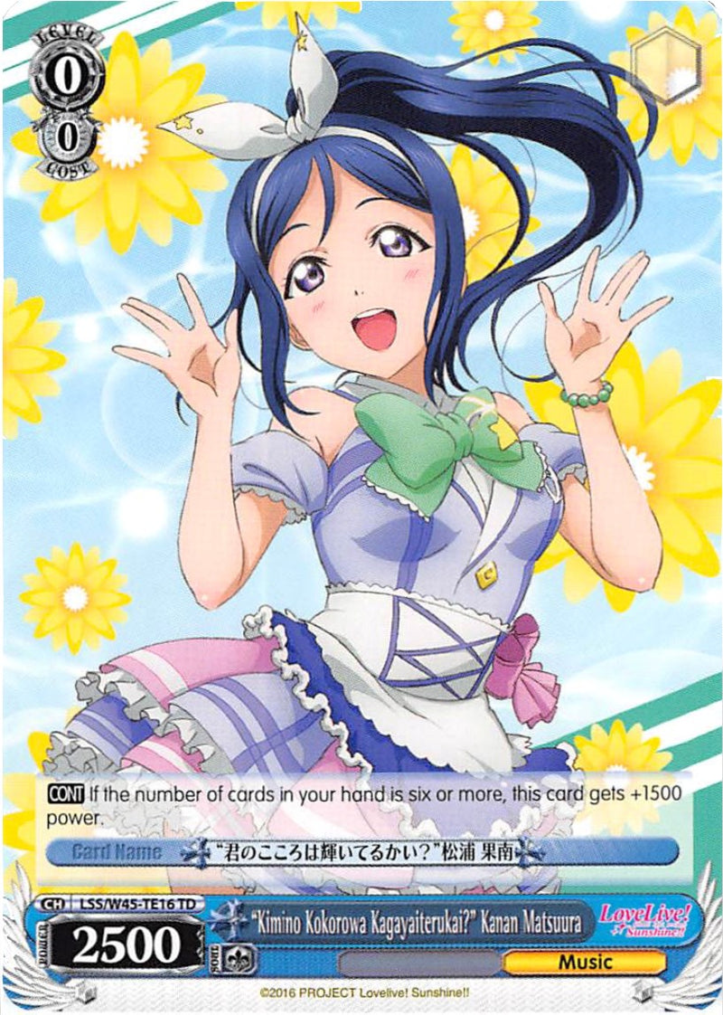 "Kimino Kokorowa Kagayaiterukai?" Kanan Matsuura (LSS/W45-TE16 TD) [Love Live! Sunshine!!]