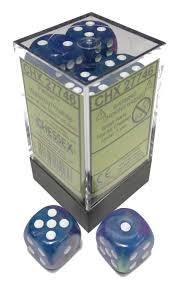 Dice Menagerie 10: 16mm D6 Waterlily/White (12) - Cape Fear Collectibles
